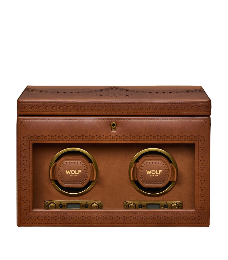 WOLF Brogue Double watch winder with storage (British brand)