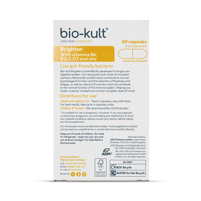 Advanced Multi-Action Probiotic Supplement with Vitamins B6, B12, D and Zinc 60 Capsules