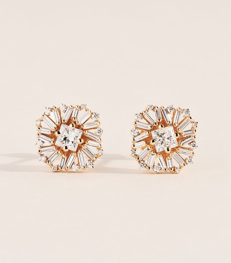 Suzanne Kalan rose gold diamond flower stud earrings - British product