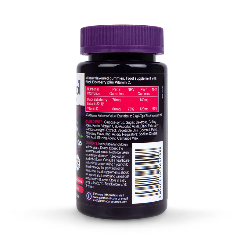 Sambucol kids black elderberry vitamin C gummies 30 count (British brand)
