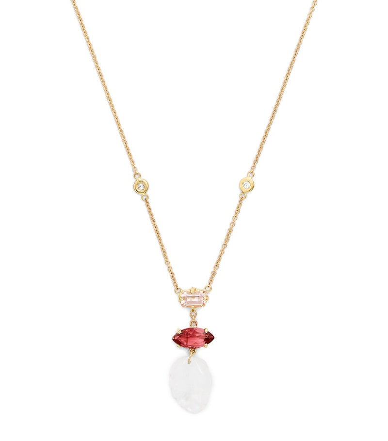 Jacquie Aiche yellow gold tourmaline triple step necklace (British brand)