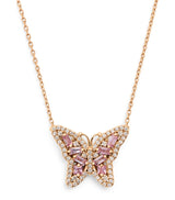 Harrods Suzanne Kalan Rose Gold, Diamond and Pastel Sapphire Bold Butterfly Necklace- Buy online at McGrocer