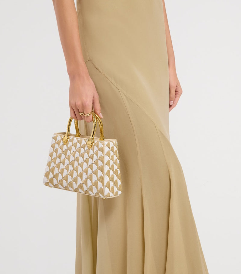 Bvlgari Serpentine Duo raffia top-handle bag (British brand)