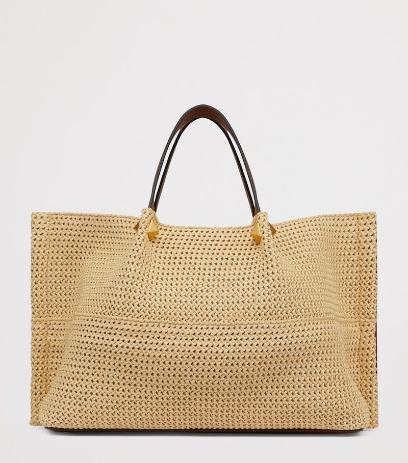 Valentino Garavani straw tote bag VLogo Signature medium, UK version