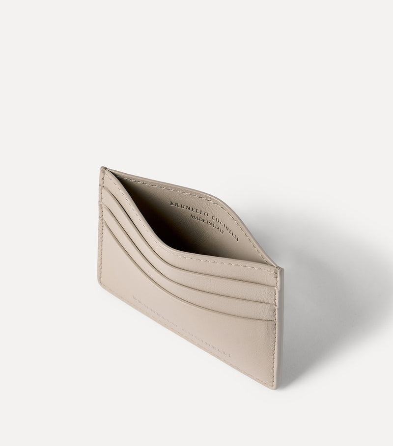 Brunello Cucinelli leather logo card holder 8.5x10cm, imported from the UK