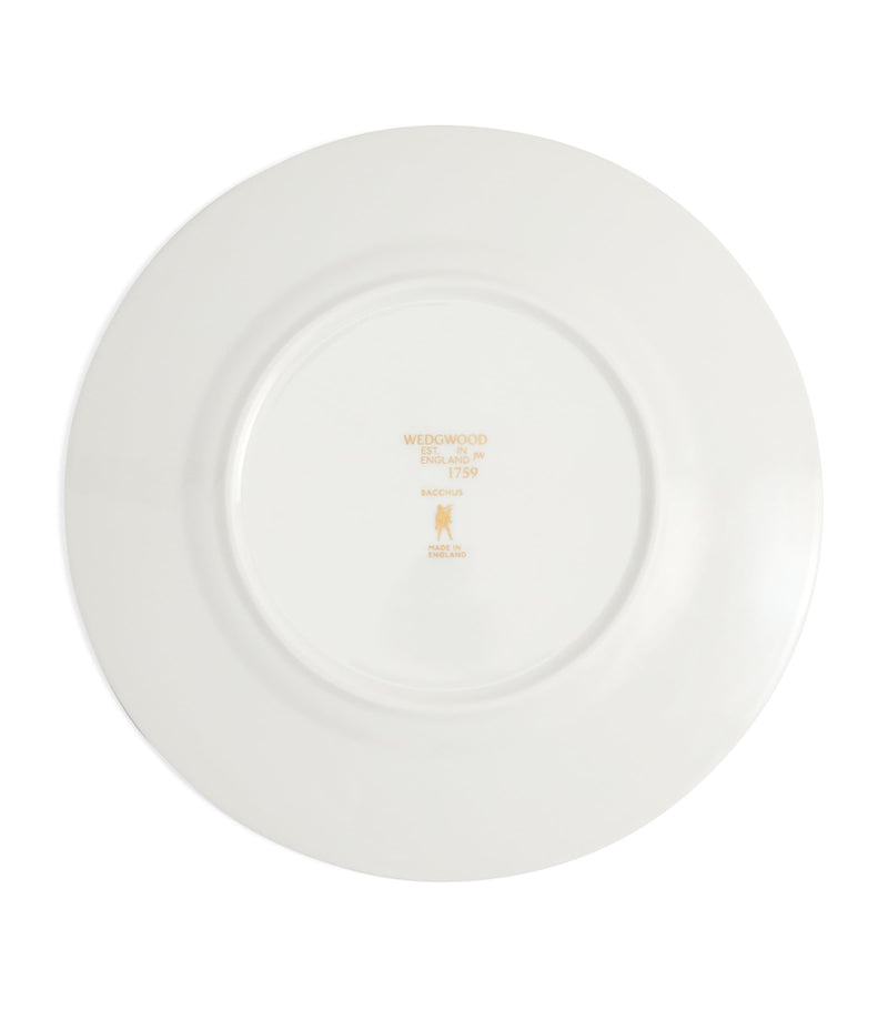 Wedgwood set of two Bacchus plates with gold detailing, 20.6cm diameter (British brand)