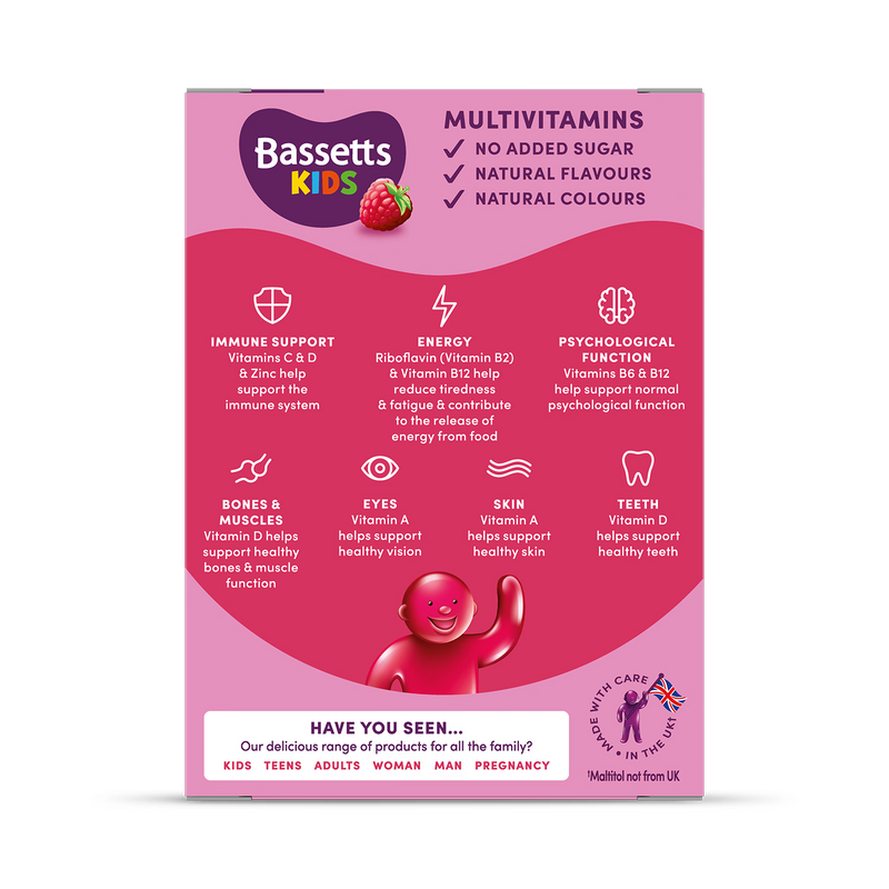 Bassetts Kids Multivitamins Gummies Raspberry 30 - British product