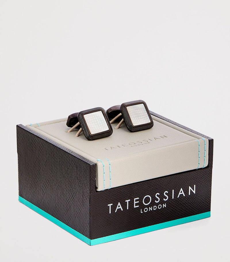 Tateossian Spazio square mother-of-pearl cufflinks - British product