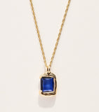 Bleue Burnham yellow gold sapphire pendant necklace, imported from the UK