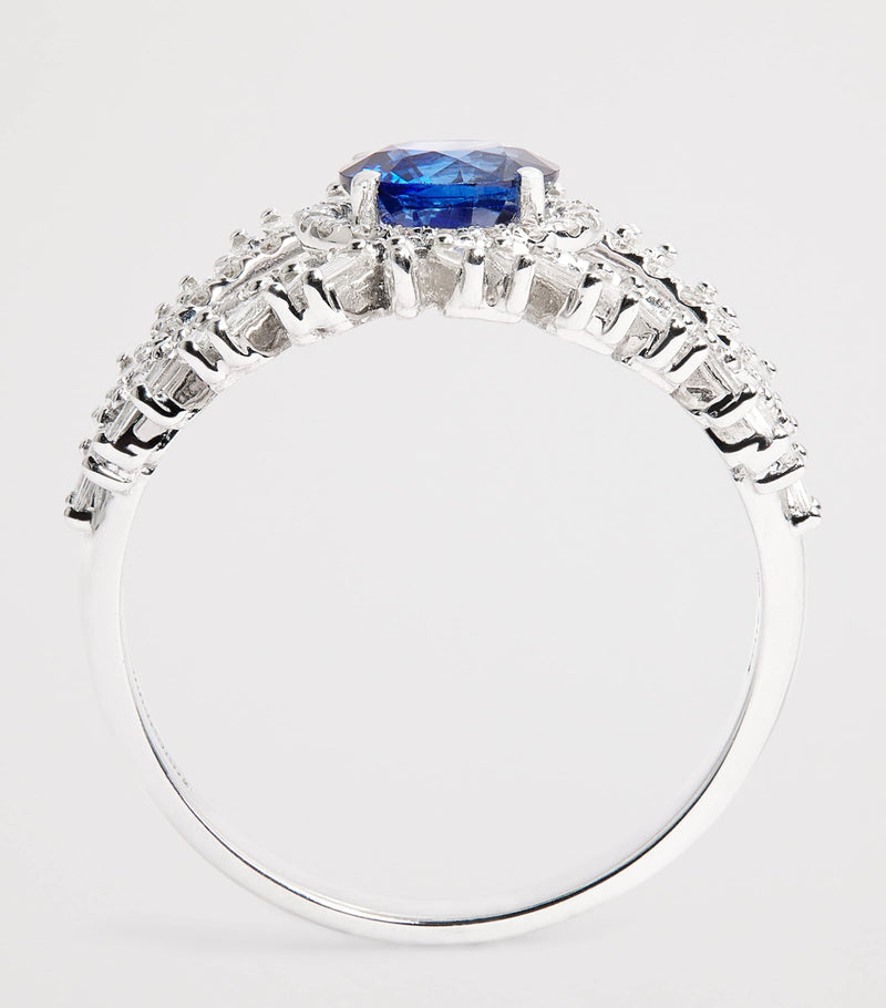 Suzanne Kalan evil eye ring white gold diamond sapphire 6.5 (British brand)