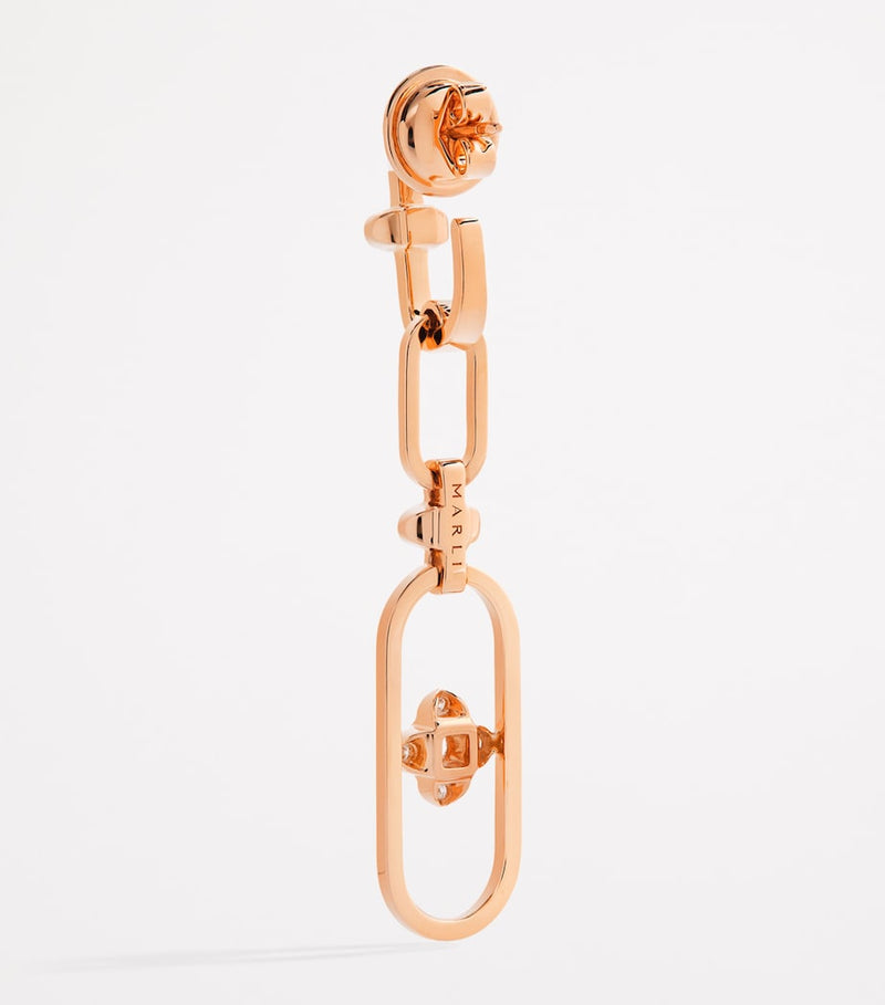 MARLI New York rose gold drop earrings with diamonds, imported from the UK