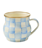 MacKenzie-Childs Sky Check hand-painted steel mug 9cm x 12cm, UK version