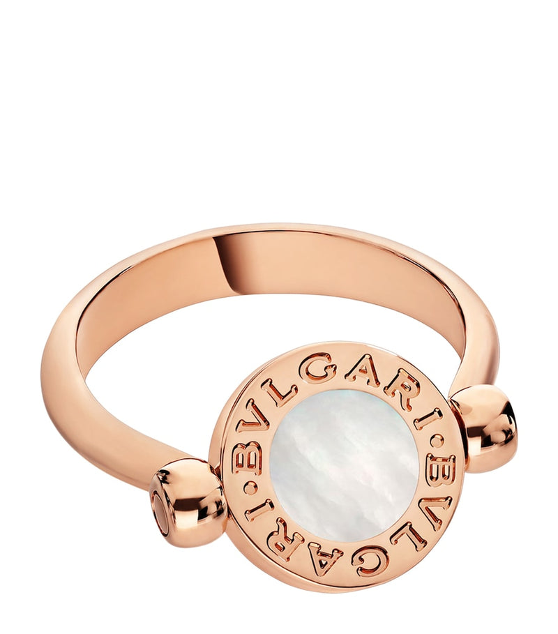 Bvlgari flip ring rose gold mother-of-pearl onyx, imported from the UK