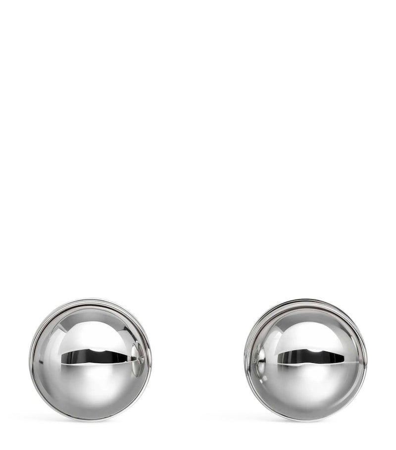 Alaïa silver-tone sphere earrings 28mm, imported from the UK