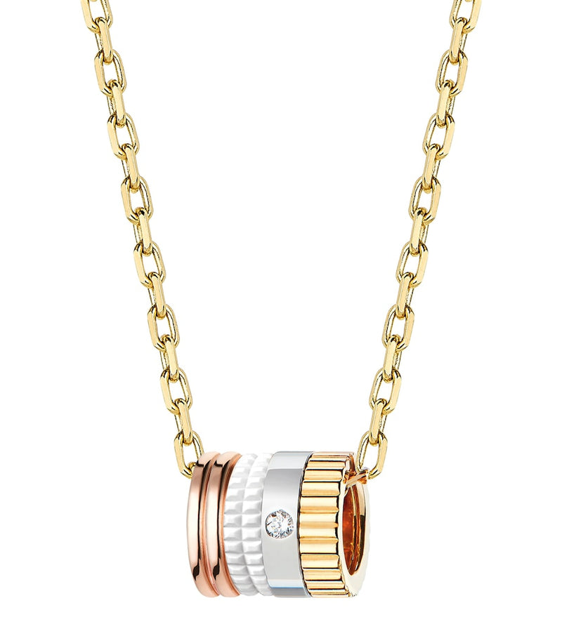 Boucheron Mini Mixed Gold Quatre white ring pendant (British brand)
