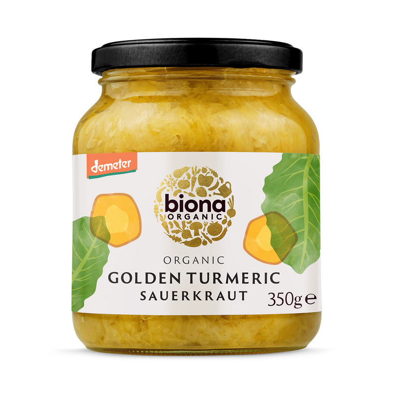 Biona organic sauerkraut golden turmeric 350g - British product