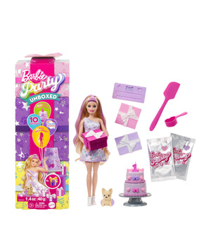 Barbie Party Unboxed Pet Birthday Doll and Accessories Set