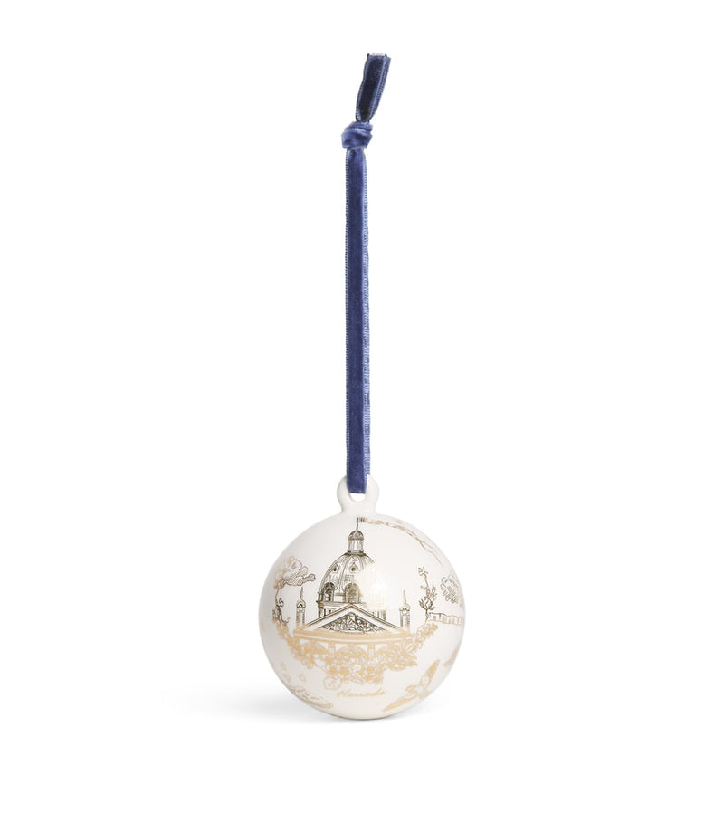 Harrods bauble gold toile print 12cm, UK version