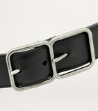 Saint Laurent Double Boucle Cadre leather belt 3.5cm, imported from the UK