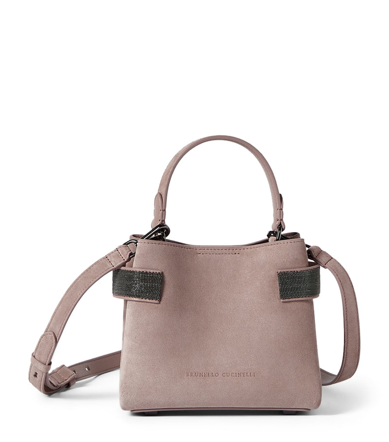Brunello Cucinelli small suede top-handle bag, UK version