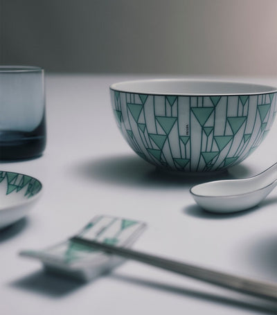 Porcelain Rice Bowls Set of 2 with Hand-Glazed Finish, 12cm Width