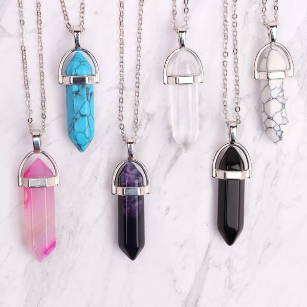 Myga clear quartz pendant silver plated chain (British brand)