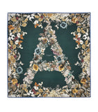 Aspinal of London silk floral monogram scarf 90x90cm (British brand)