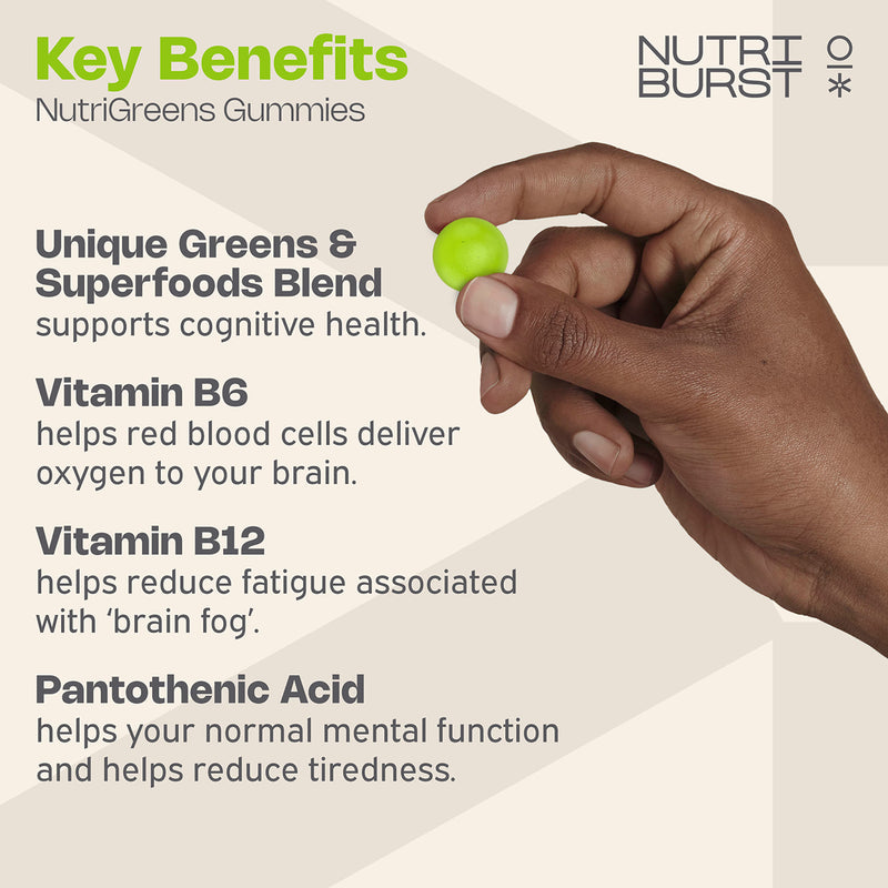 Nutriburst Nutri Greens gummies vitamins B D turmeric 60 gummies (British brand)