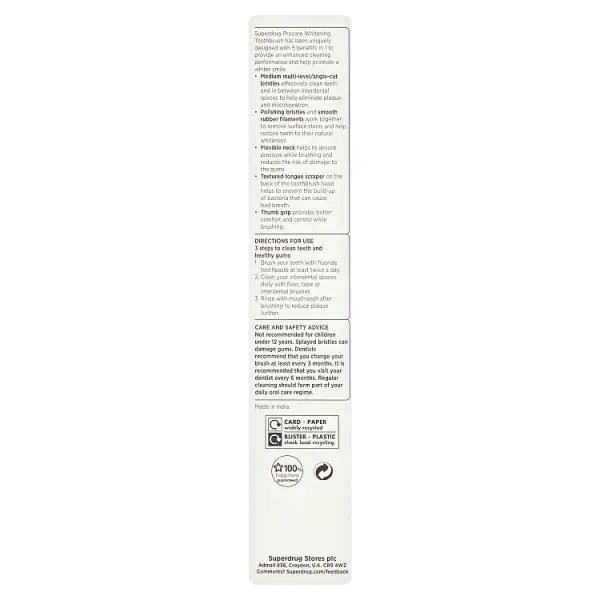 Superdrug ProCare whitening toothbrush medium bristles (British brand)