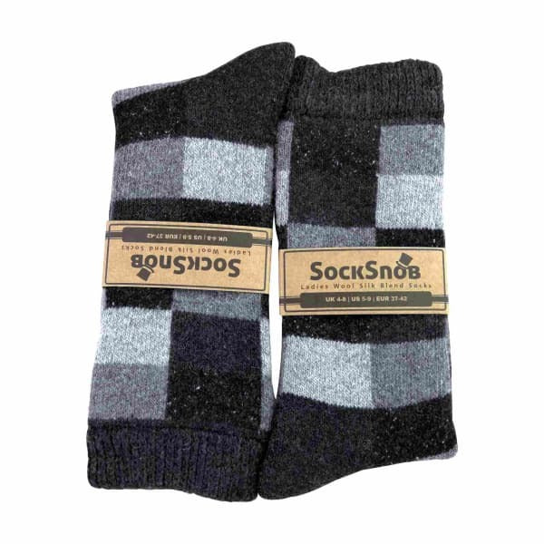 Sock Snob checkered wool silk socks UK 4-8 (British brand)