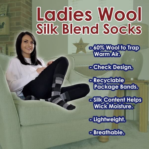 Sock Snob checkered wool silk socks UK 4-8 (British brand)
