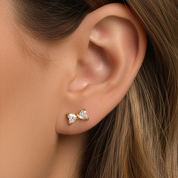 MUCHV bow earrings 18k gold or silver, imported from the UK