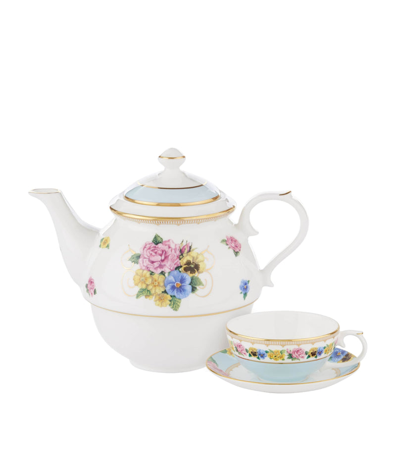 Halcyon Days Shell Garden Floral Tea For One set, UK version