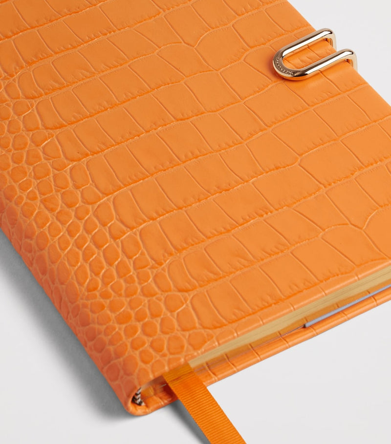 Smythson Mara leather croc-embossed notebook 20cm, imported from the UK