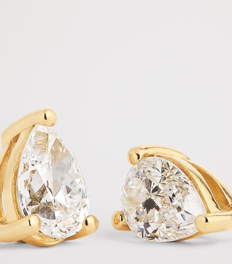 Harrods yellow gold pear diamond stud earrings 1ct - British product
