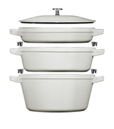 Harrods Staub 3-Piece Round Stackable Cocotte Set 24cm- Buy online at McGrocer