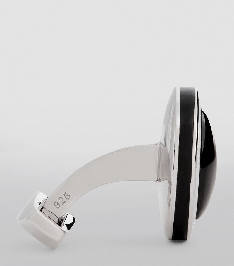 Tateossian sterling silver onyx cufflinks, UK version