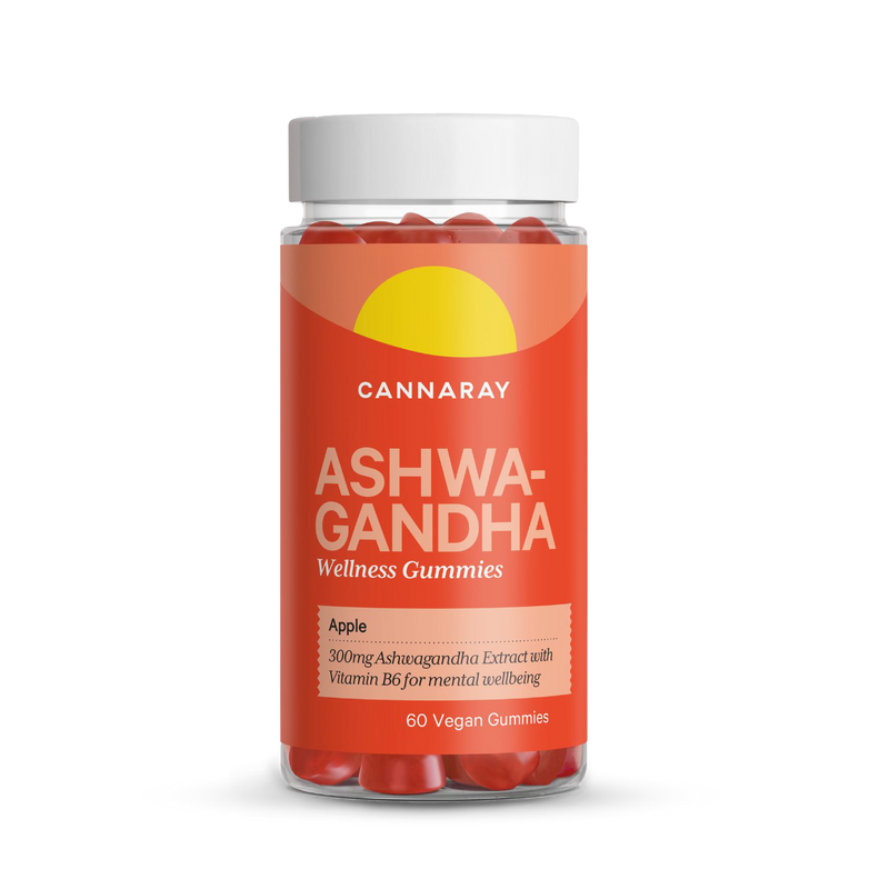 Cannaray Ashwagandha gummies apple flavour 60 count, imported from the UK