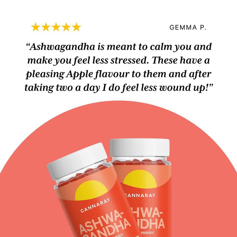 Cannaray Ashwagandha gummies apple flavour 60 count, imported from the UK