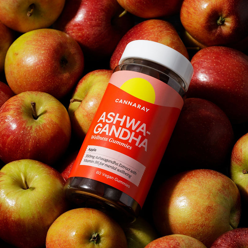 Cannaray Ashwagandha gummies apple flavour 60 count, imported from the UK