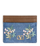 Valentino Garavani denim-leather VLogo signature card holder, UK version