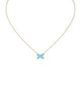 Harrods Chaumet Jeux de Liens Rose Gold Diamond and Turquoise Pendant Necklace- Buy online at McGrocer