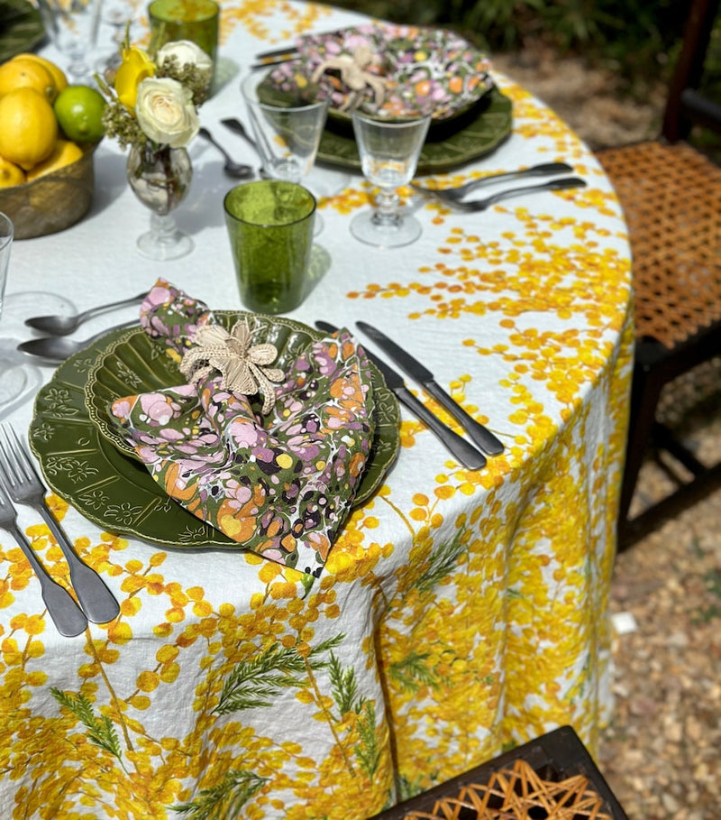 Summerill & Bishop linen round tablecloth Mimosa 260cm - British product