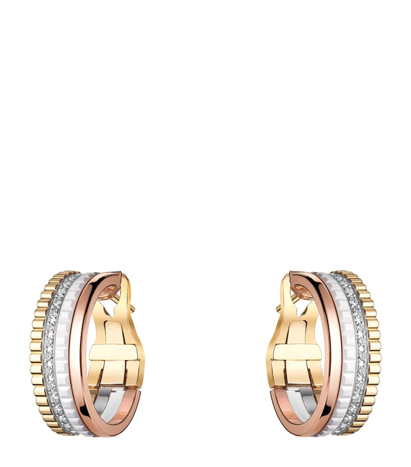 Boucheron Quatre hoop earrings mixed gold and diamond, imported from the UK