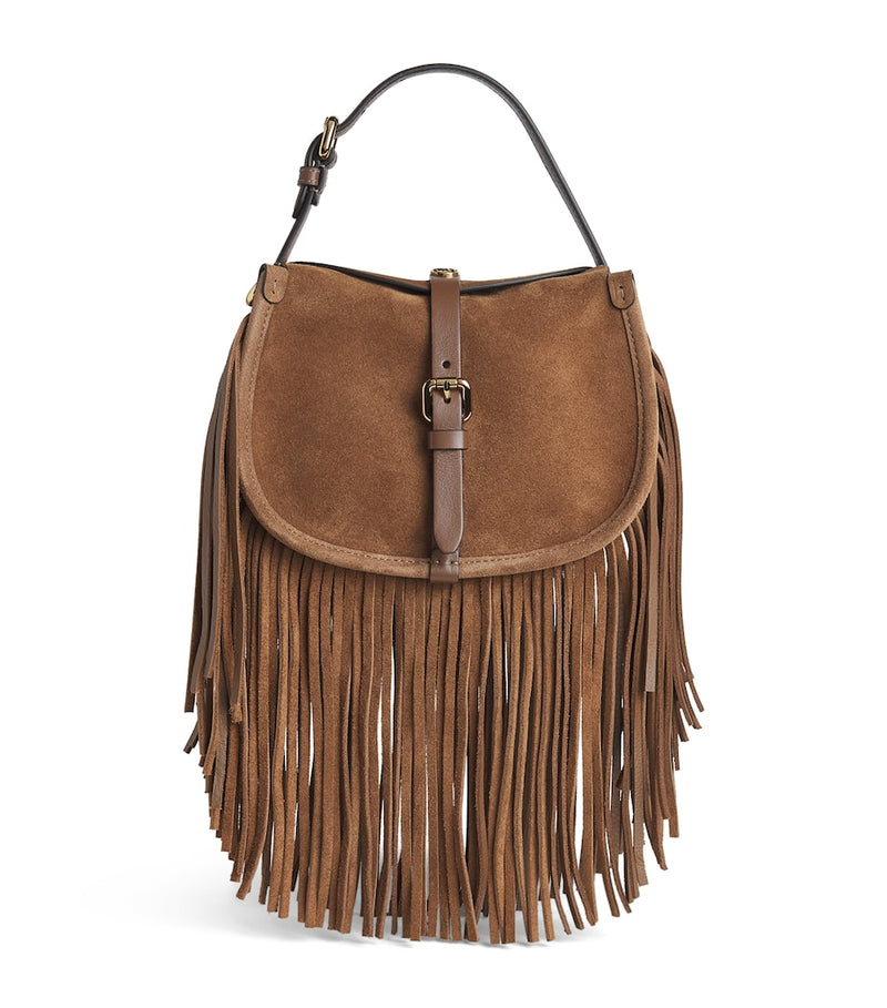 Etro small suede fringed pony shoulder bag (British brand)