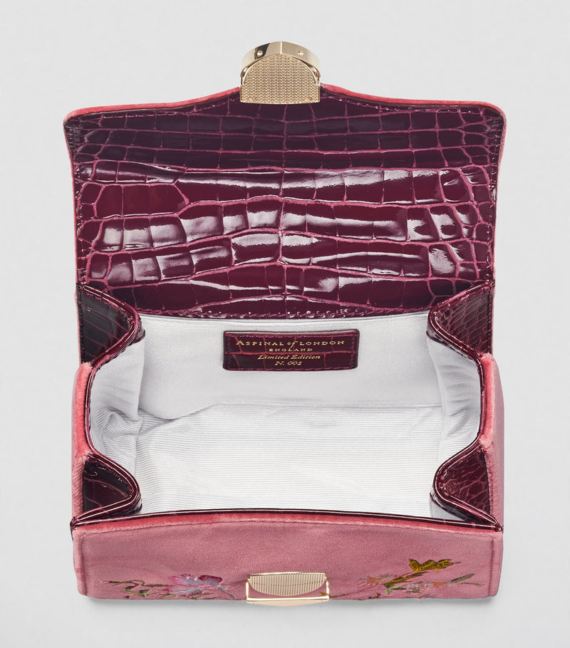Aspinal of London velvet Mayfair top-handle bag, imported from the UK