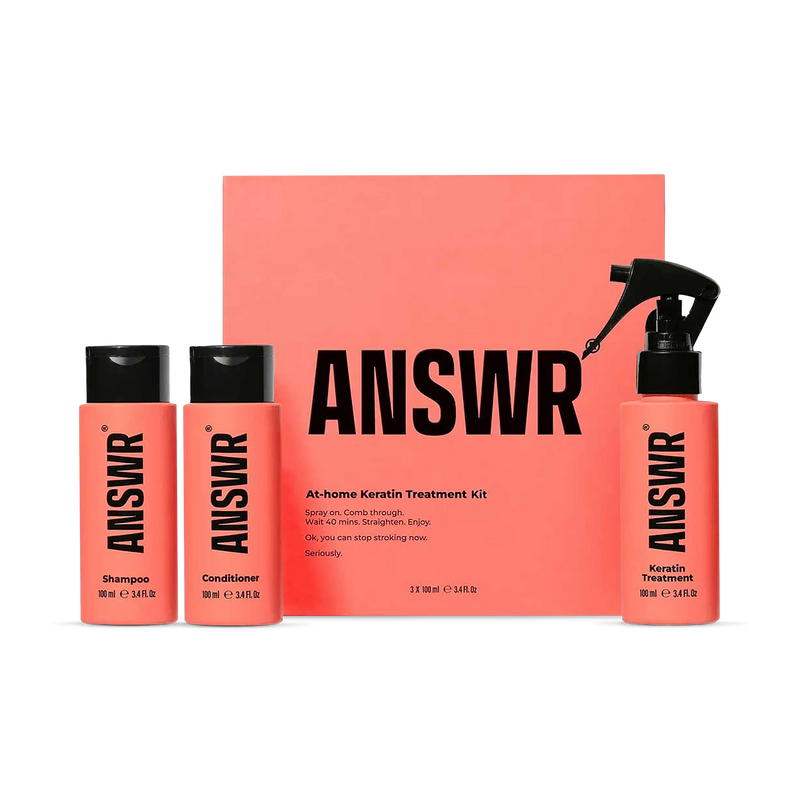 ANSWR at-home keratin treatment kit for smooth hair (British brand)