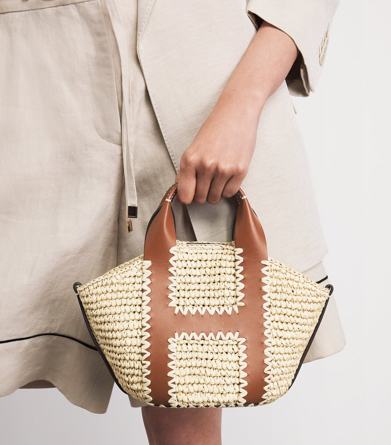 Harrods small raffia tote bag, imported from the UK
