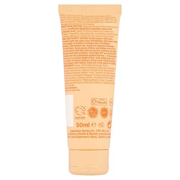 Solait Face Fluid SPF 30 Sun Protection Formula 50ml (British brand)