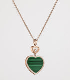 Chopard Happy Hearts pendant necklace in rose gold with diamond and malachite, imported from the UK